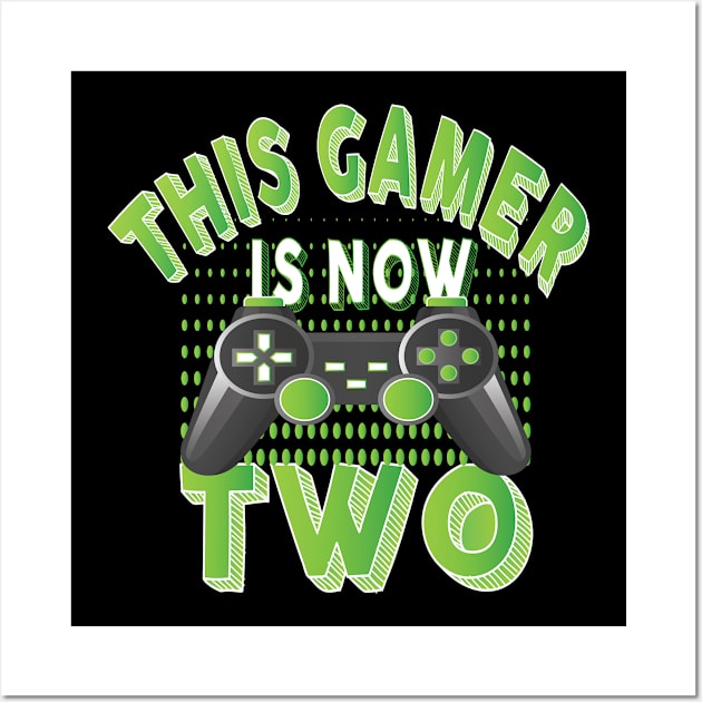 This Gamer Is Now Two Years Old Boy Video Game Lover Party design Wall Art by Grabitees